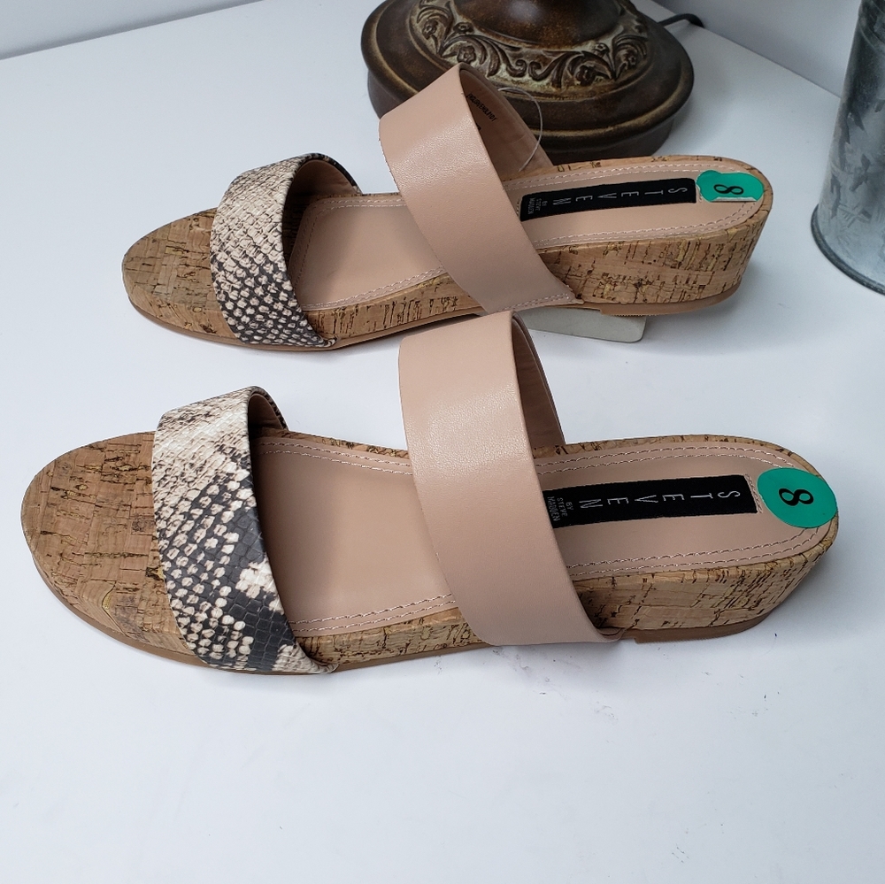 Steven-Steve Madden English Leather Sandels 8/9.5 - Picture 3 of 6